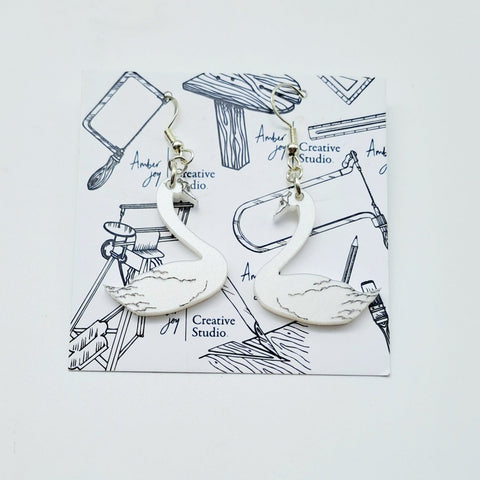 Swan Earrings by Amber Joy Creative