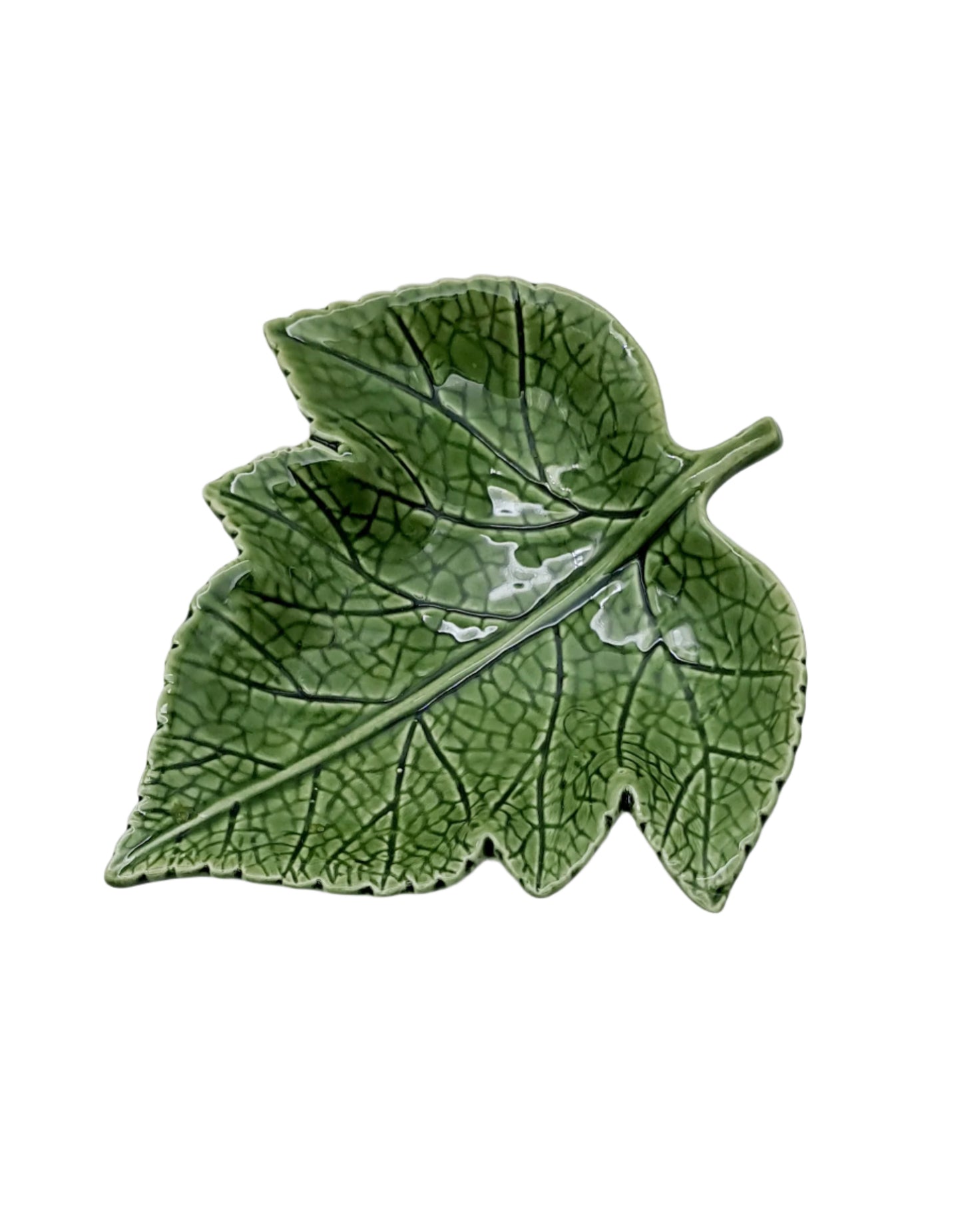 Green Grape Leaf Ceramic Dish 15cm