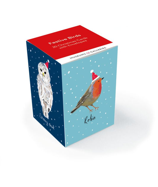 Festive Birds Christmas Card Cube