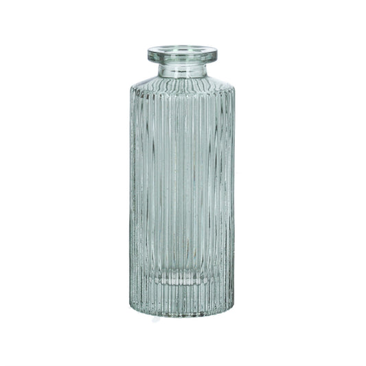 Green Mini Ribbed Glass Bottle Vase