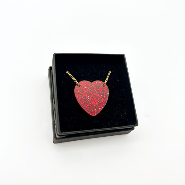 Beautiful Red Glitter Heart Necklace by Tatty Devine