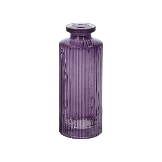 Purple Mini Ribbed Glass Bottle Vase