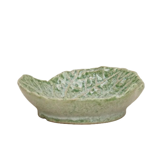 Green Speckle Leaf Dish Large