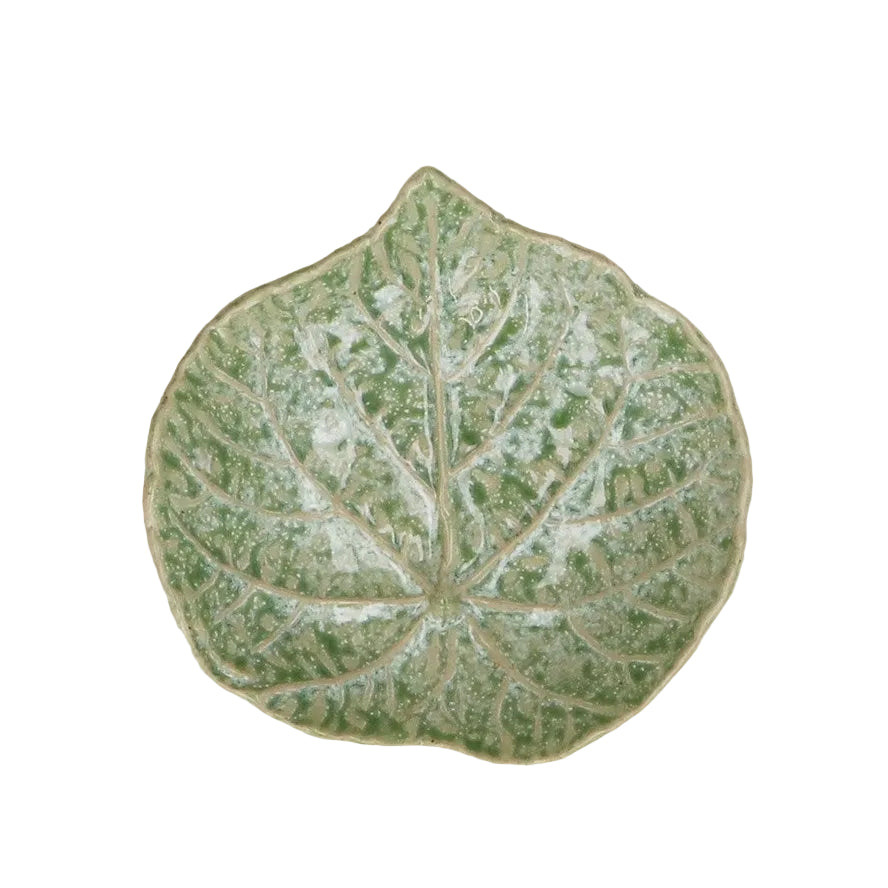 Green Speckle Leaf Dish Large