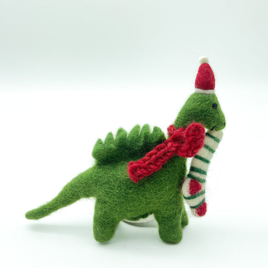 Green Felt Diploducus with Stocking Decoration