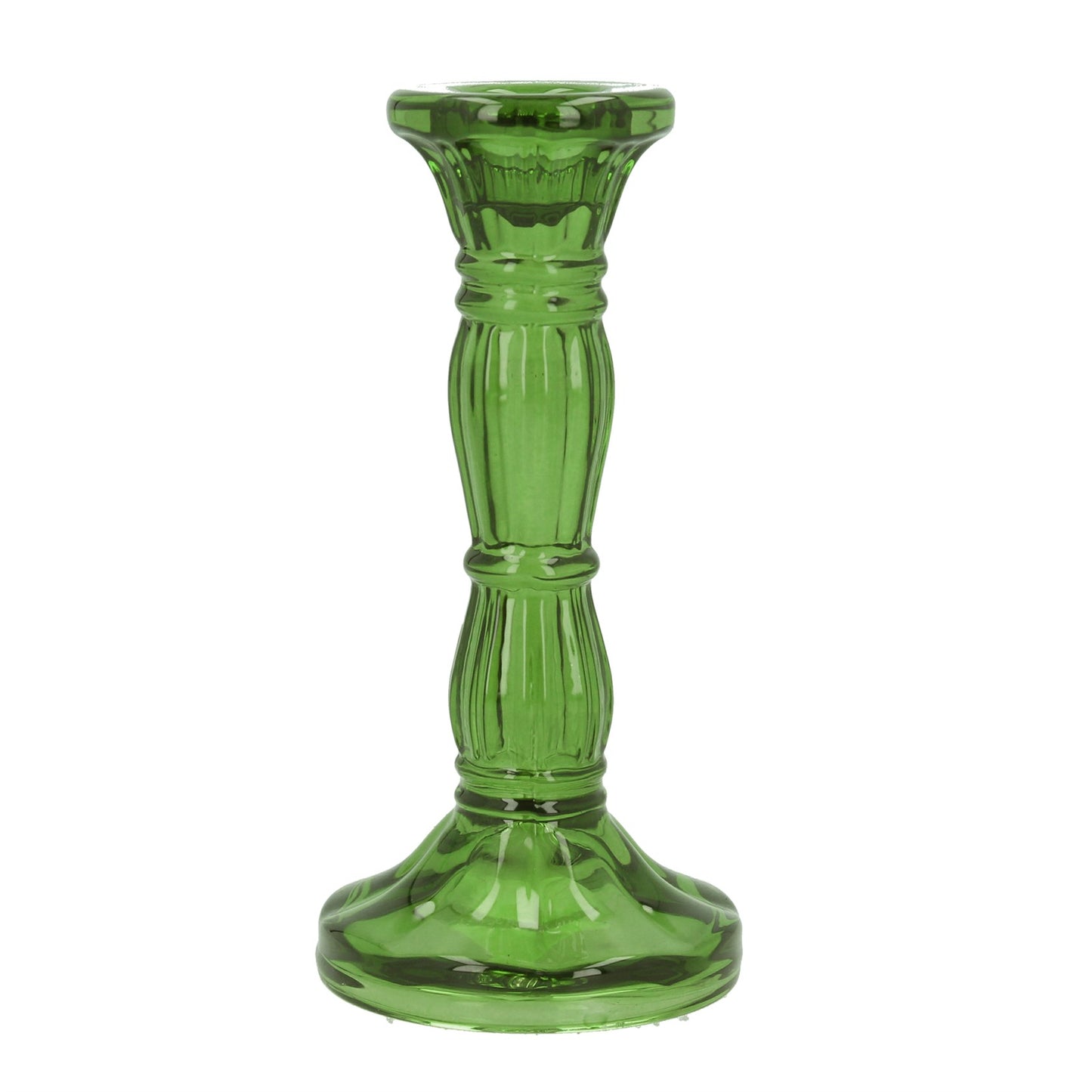 Medium Green Glass Candlestick