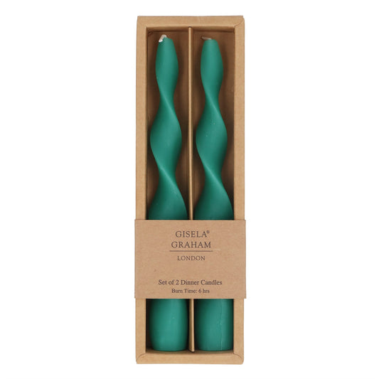 Green Vintage Twist Taper Candles