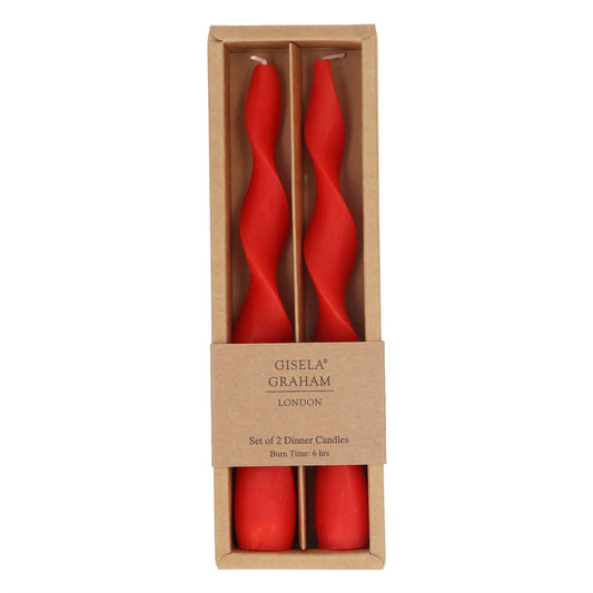 Red Vintage Twist Taper Candles