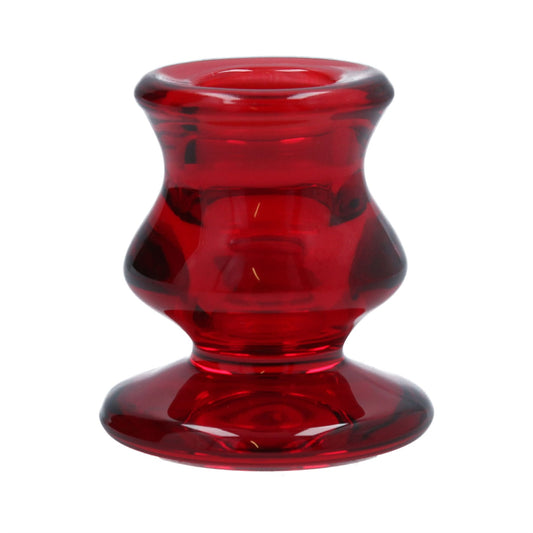 Short Red Glass Candlestick