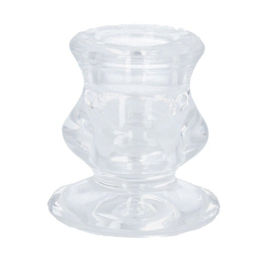 Short Clear Glass Candlestick