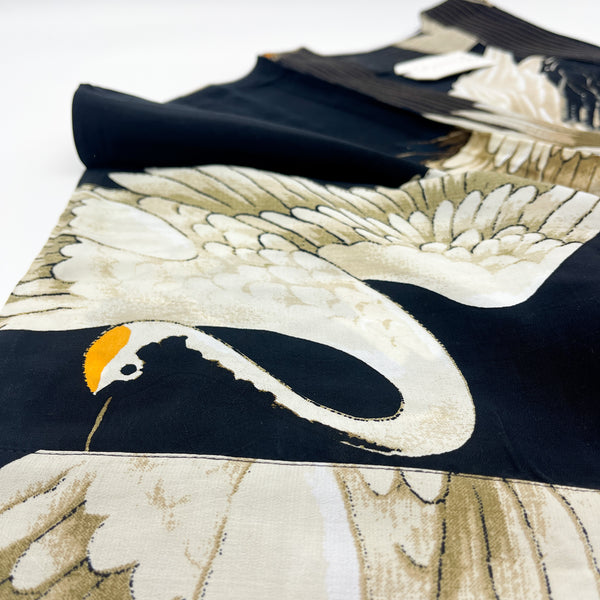 Black Crepe Stork Kimono