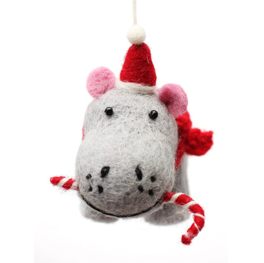 Hippo with Candy Cane