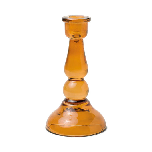 Amber Tall Glass Candlestick Holder