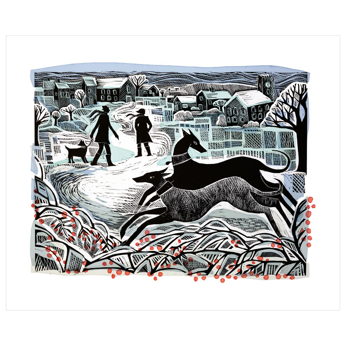 Whippets in Winter Greeting Card