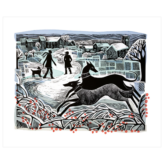 Whippets in Winter Greeting Card