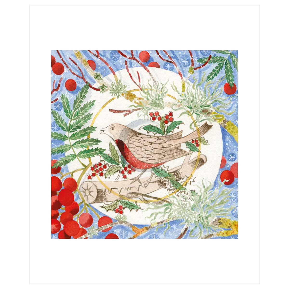 Winter Bird and Berries Greeting Card