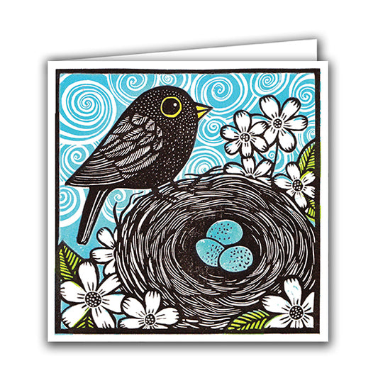 Blackbird with Eggs Card