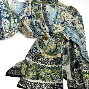 Tapestry Sea Blue Midi Kimono