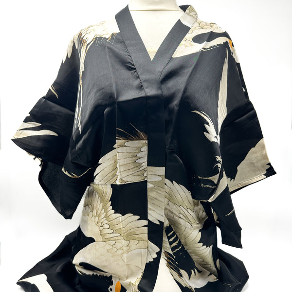 Black Midi Stork Kimono