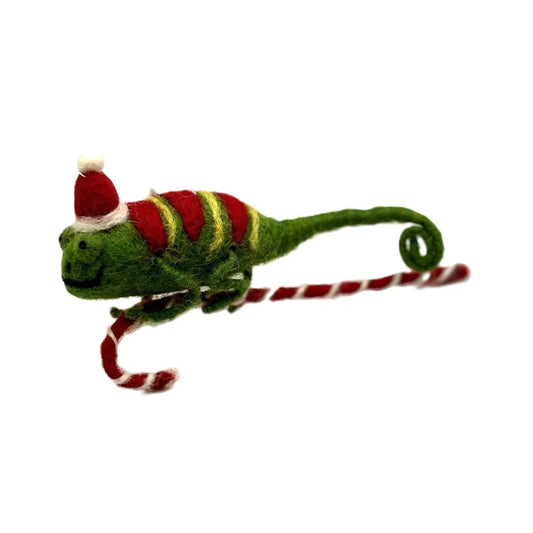 Christmas Chameleon on Candy Cane