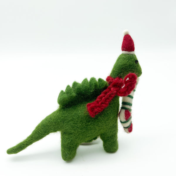 Green Felt Diploducus with Stocking Decoration