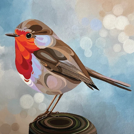 Robin on a Post Single Christmas Card