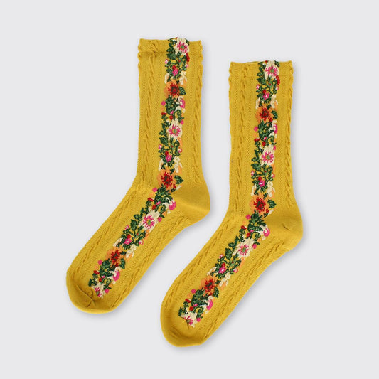 Floral Ochre Socks