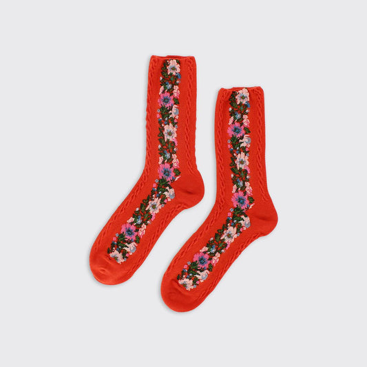 Floral Orange Socks