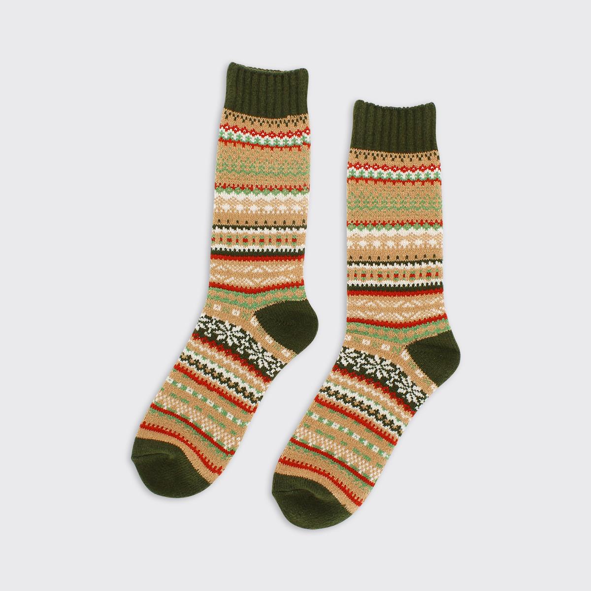 Men's Fairisle Green Super Soft Socks
