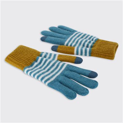 Ochre Blue Stripe Gloves