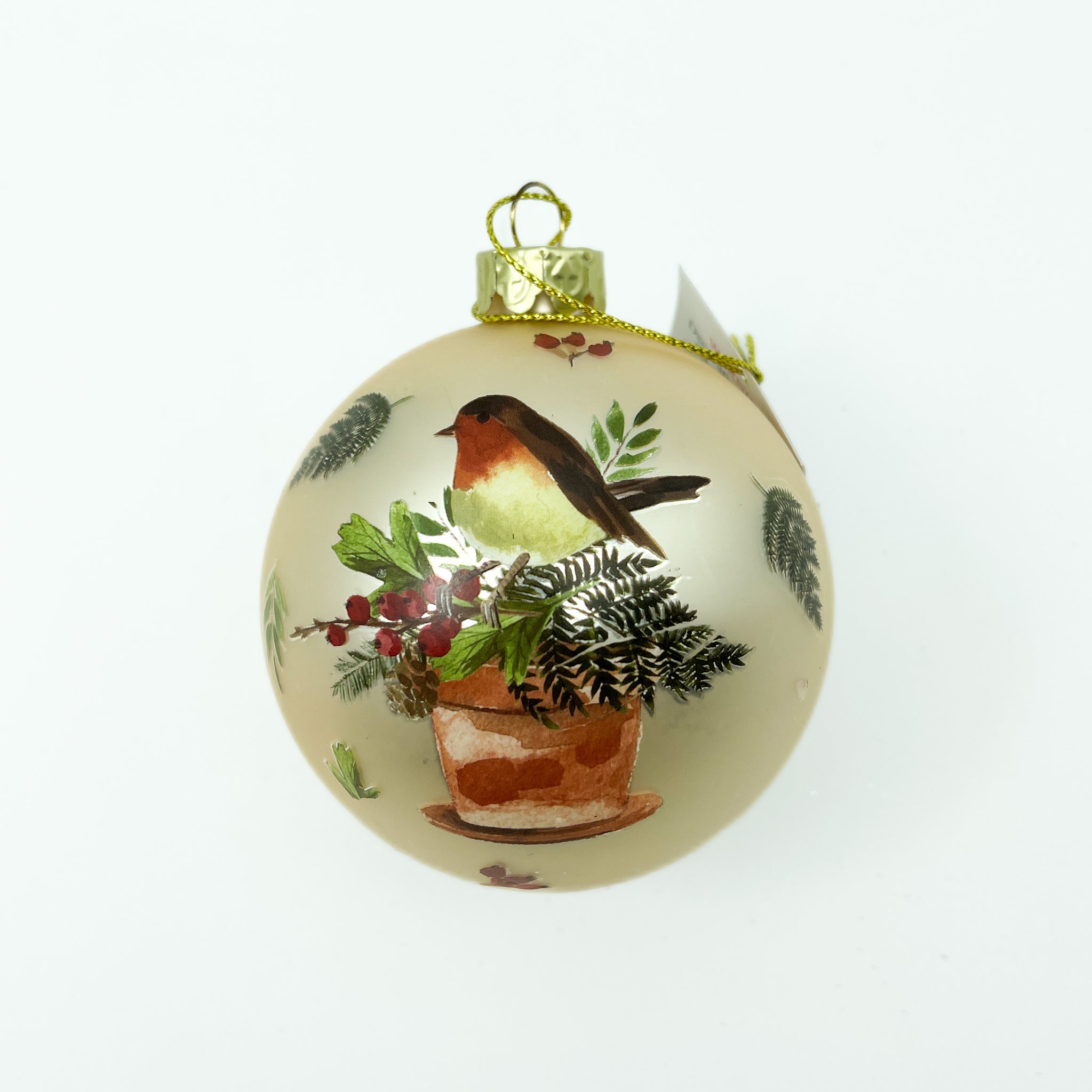 Beautiful Christmas Robin on a Pot Plant Bauble