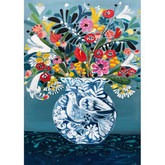 Bird and Flowers Greeting Card