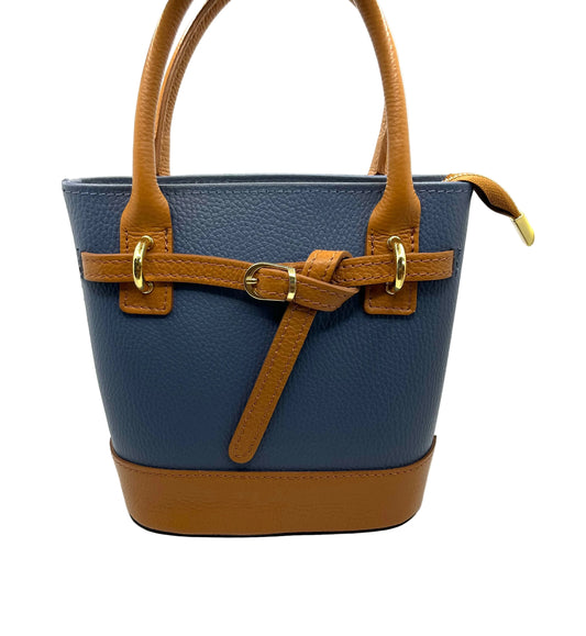 Denim Bucket Leather Bag