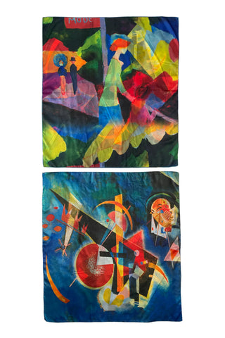 Kandinsky Art Impressionist Reversible Silk Mix Square Scarf