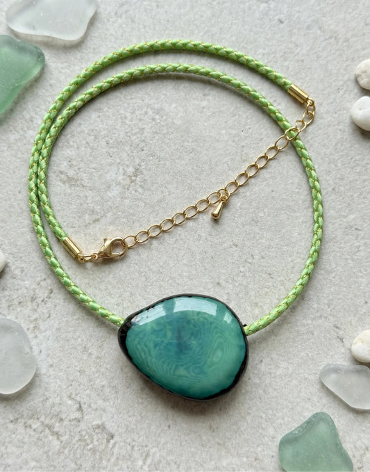 Leila Aqua Tagua Pendant