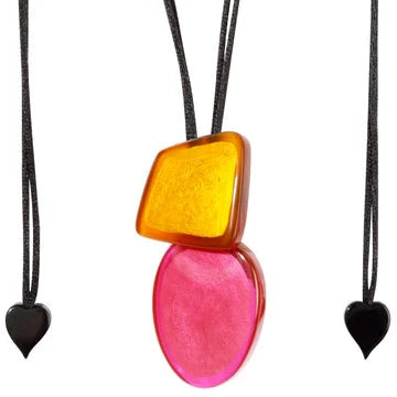 Pink Glow Necklace 2 Bead by Prue Leith