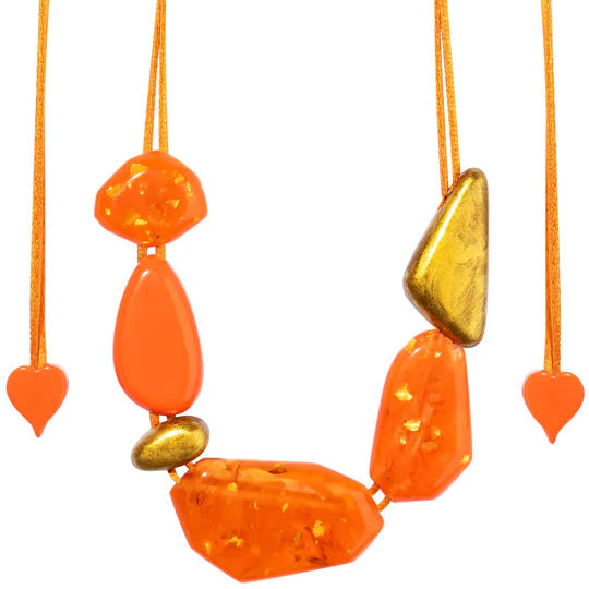 Pyrite Orange 5 bead necklace