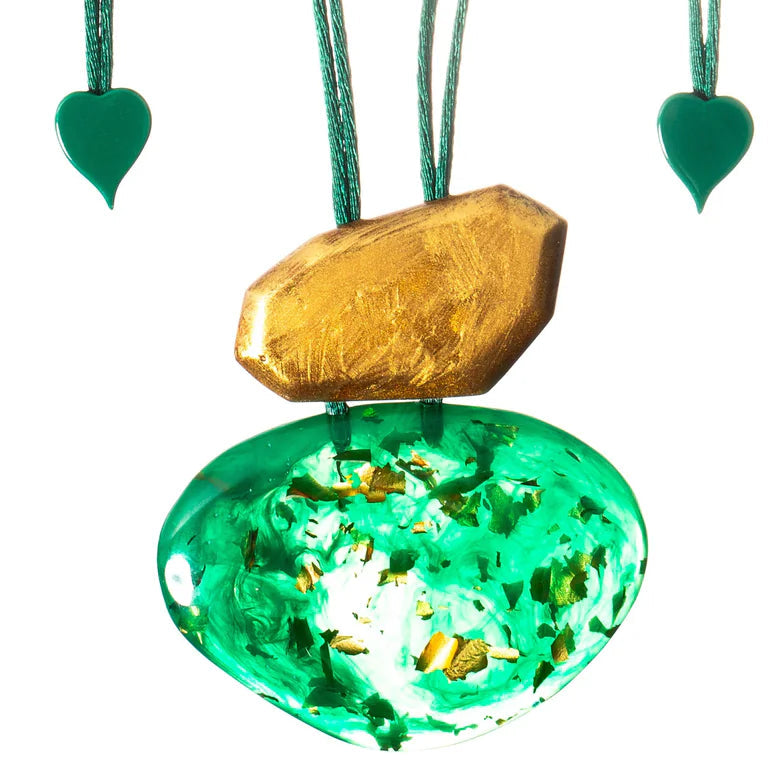 Pyrite Green 2 bead necklace