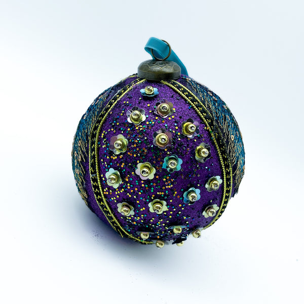 Peacock Sequined Design Large Bauble