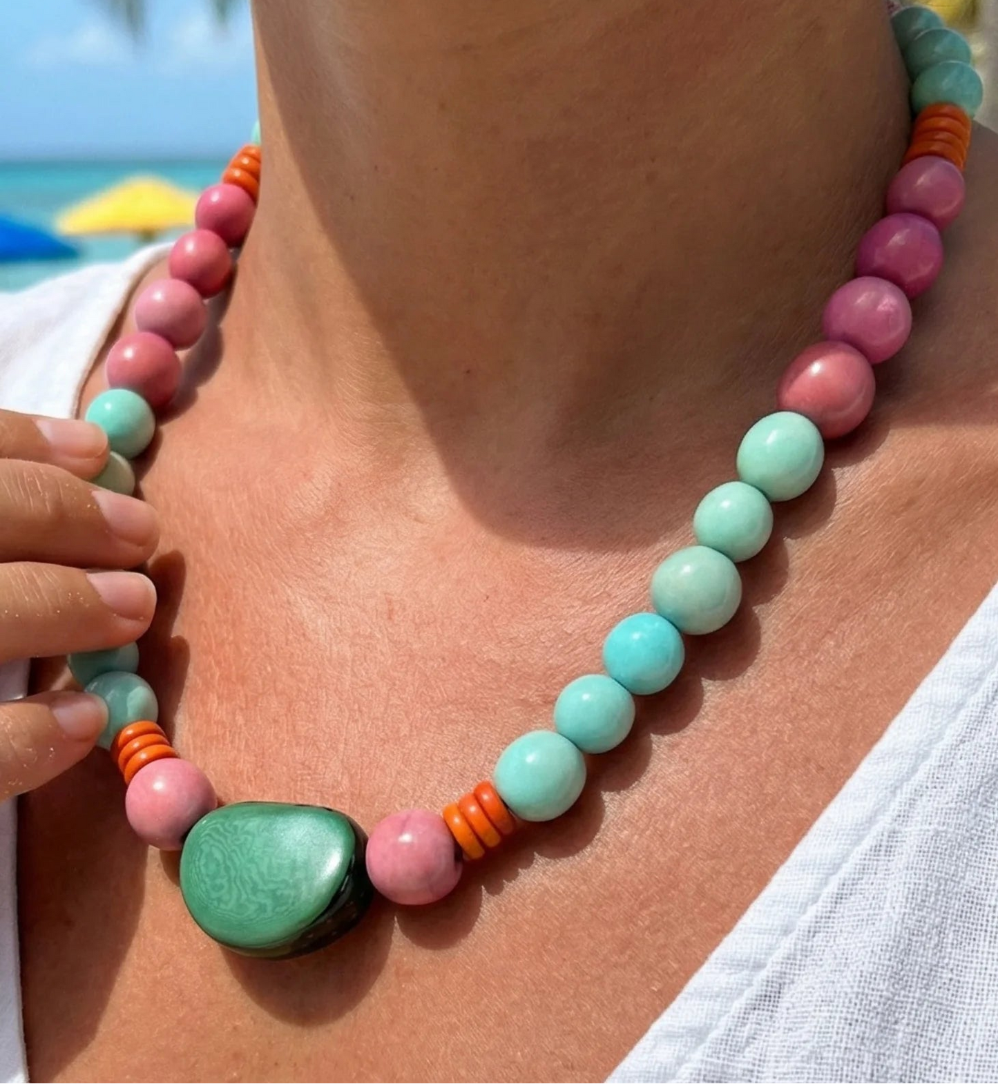Pilar Pink Tagua Necklace