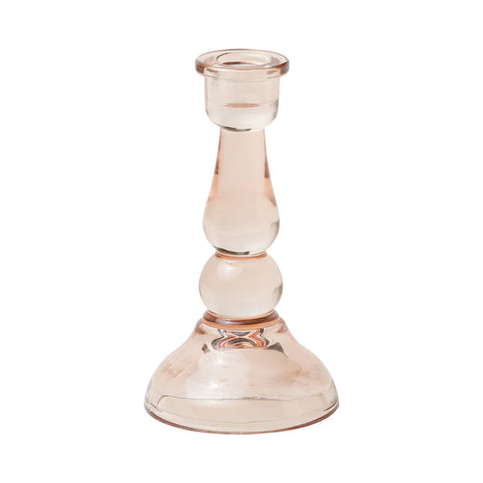 Tall Glass Candlestick Pink