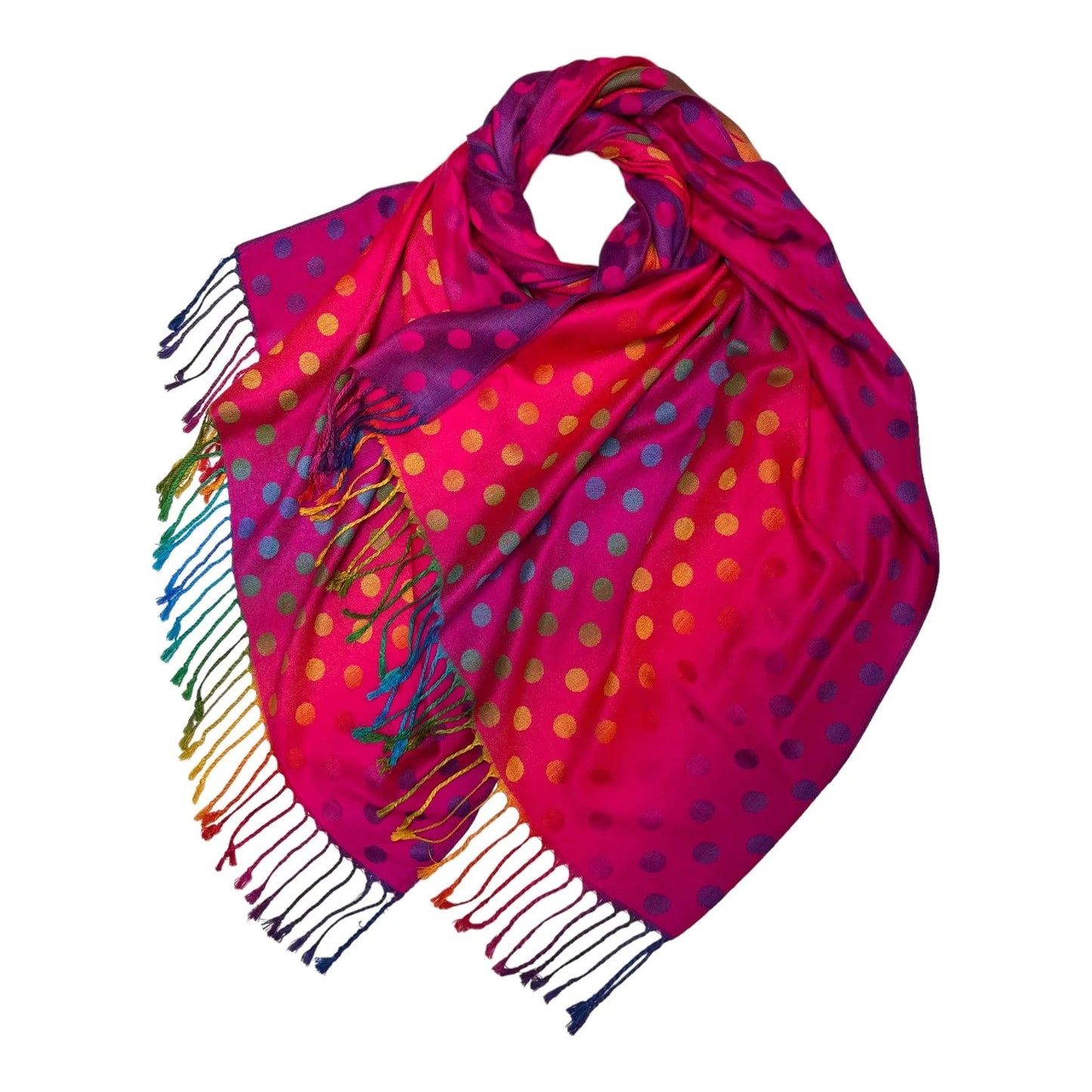 Pink Rainbow Dot Pashmina