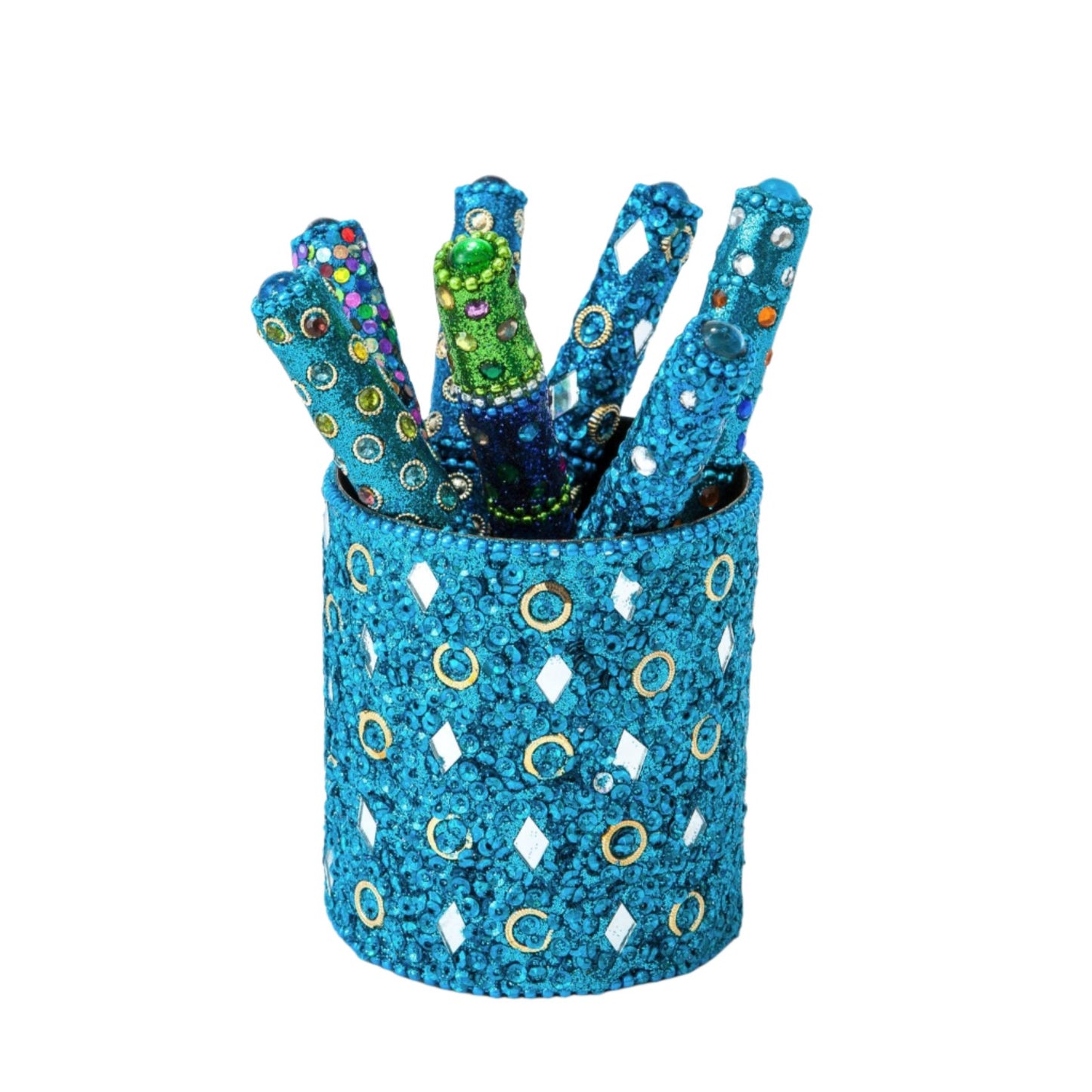 Jewelled Turquoise Pen Pot