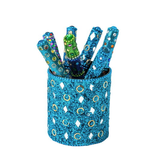 Jewelled Turquoise Pen Pot