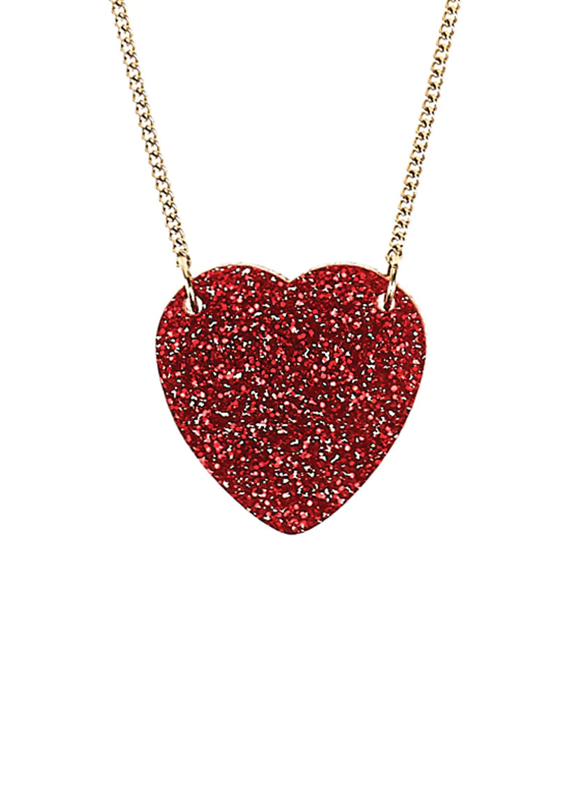 Beautiful Red Glitter Heart Necklace by Tatty Devine