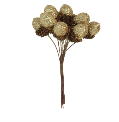 Gold Sparkling Acorn Pick