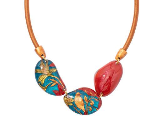 Helena Red 3 bead Necklace