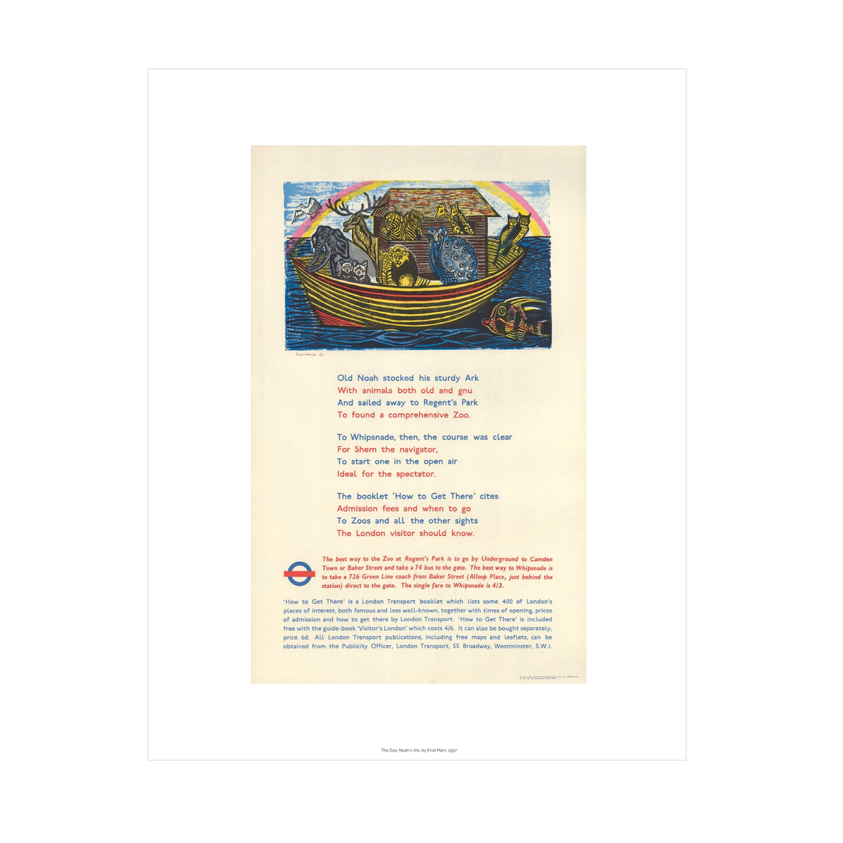 Zoo Noah's Ark Print Enid Marx