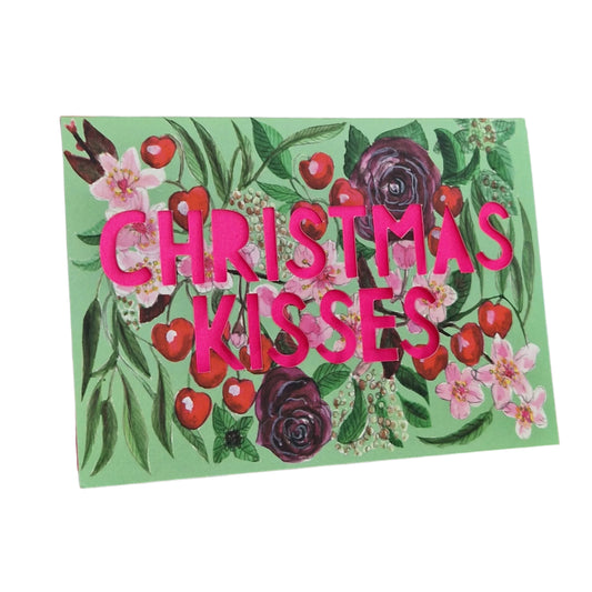 Christmas Kisses Neon Greetings Card