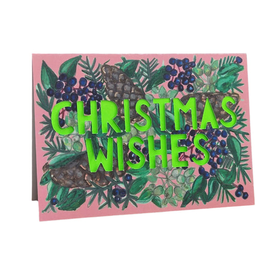 Christmas Wishes Neon Greetings Card